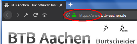 BTB-Website mit SSL-Verschlüsselung; 28.05.2018